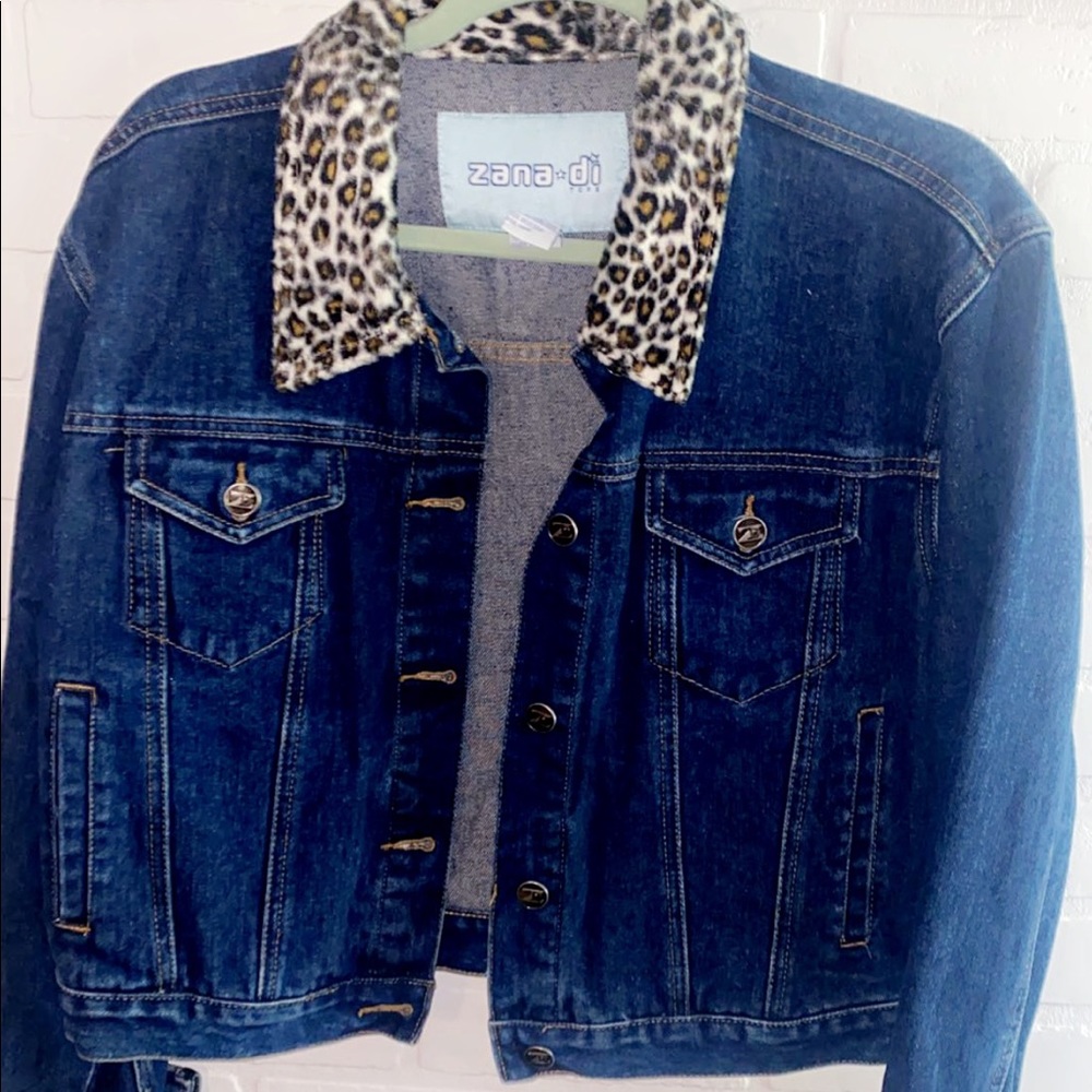 cheetah collared jean jacket